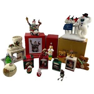 Lot Of 15 Mixed Vintage Christmas Ornaments, Figurines With Boxes For Most EUC